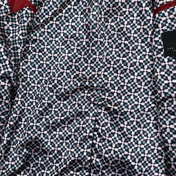Ted Baker London Blazer Mens 6 XXL 42R Groove Micro Check Blue Sport Coat Iguana
